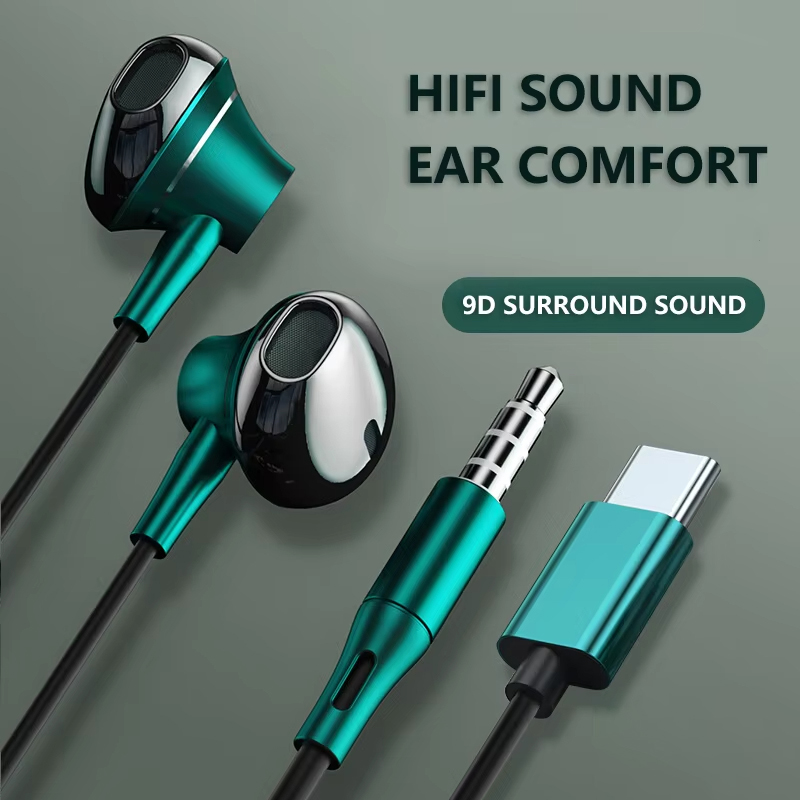 Audiophile Headphone Wired - 9D Bas Stereo Tip C ve